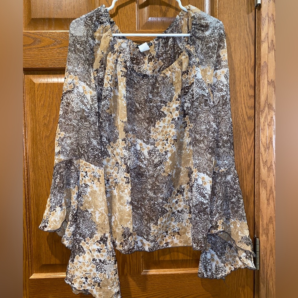 🌸💖 2 for $20 💖 NWOT Sense 2X Vintage Y2K Off-Shoulder Bell-Sleeve Floral Top